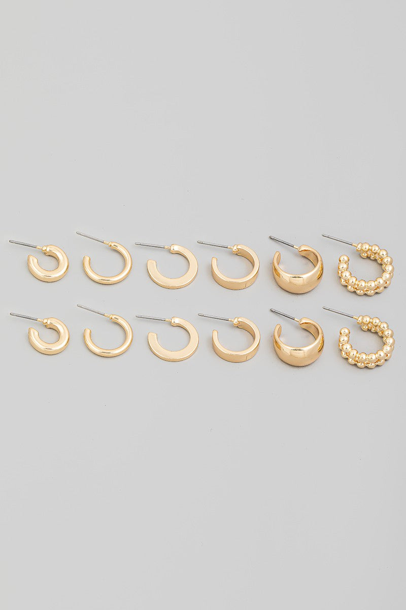 Hoop Earrings Set - Gold