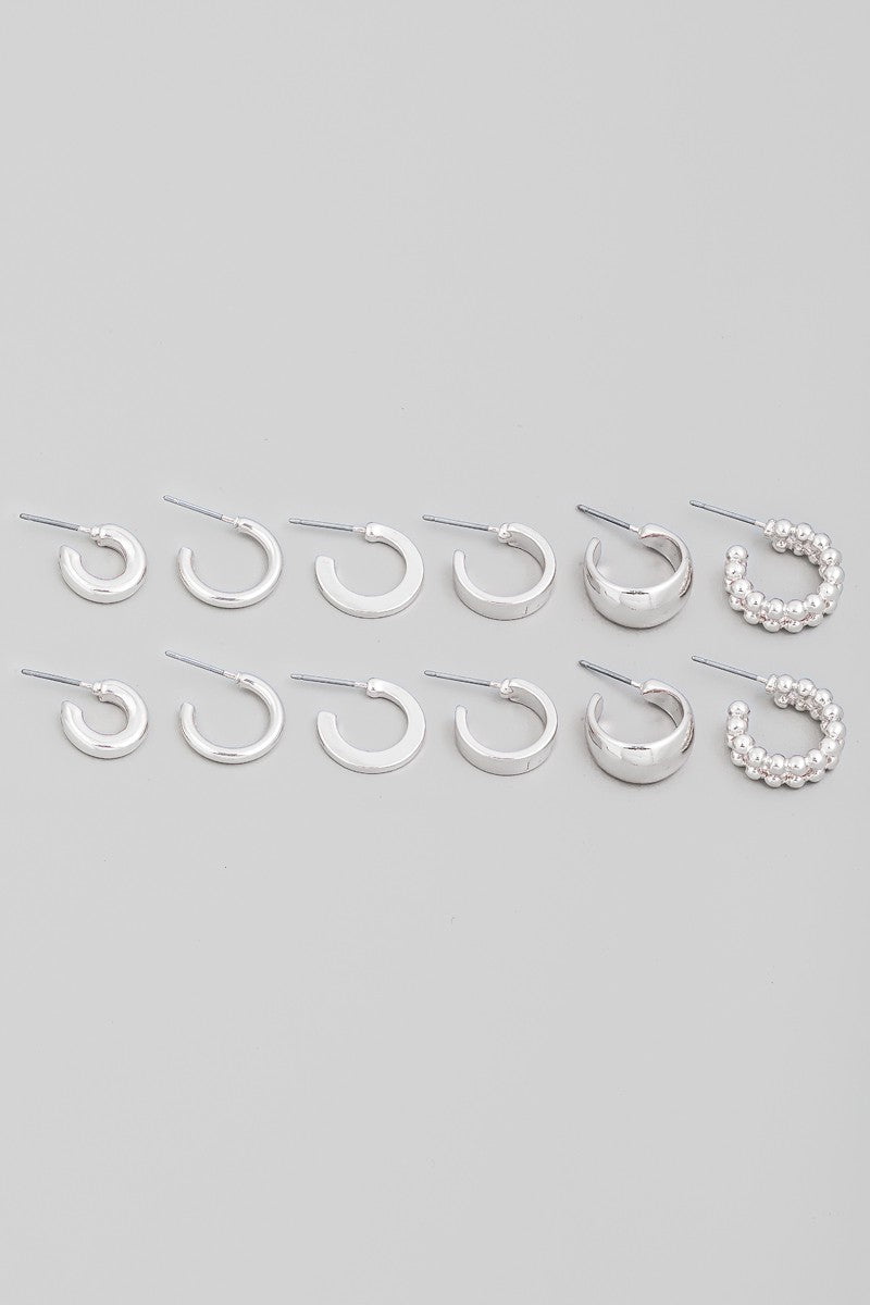 Hoop Earrings Set - Silver