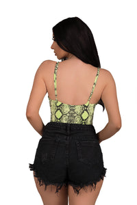 For The Love Of Snakeskin Bodysuit - Green