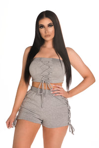 Tie Me Down Two Piece Set - Grey