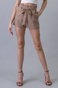 Sitting Pretty Paper Bag Shorts - Tan