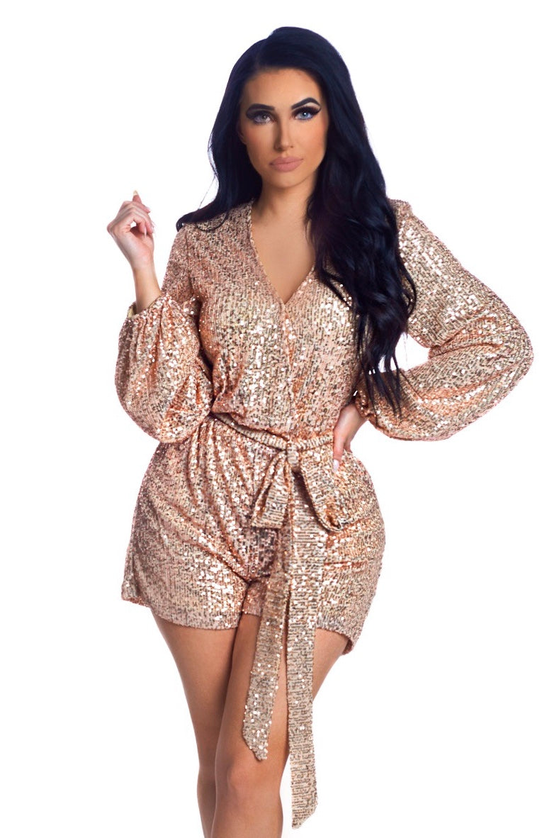 24 Karat Gold Romper - Rose Gold Nichole Lynn 24 Karat Gold Romper - Rose Gold Nichole Lynn