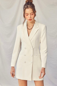 Top Tier Blazer Dress - White