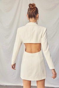 Top Tier Blazer Dress - White