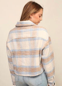 All The Feels Flannel - Taupe/Blue