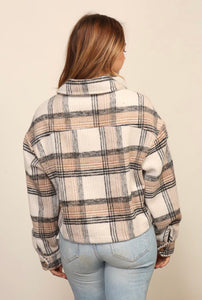 All The Feels Flannel - Taupe/Black