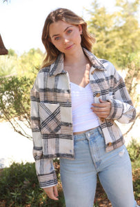 All The Feels Flannel - Taupe/Black