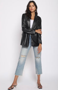 Made For You Leather Blazer - Black