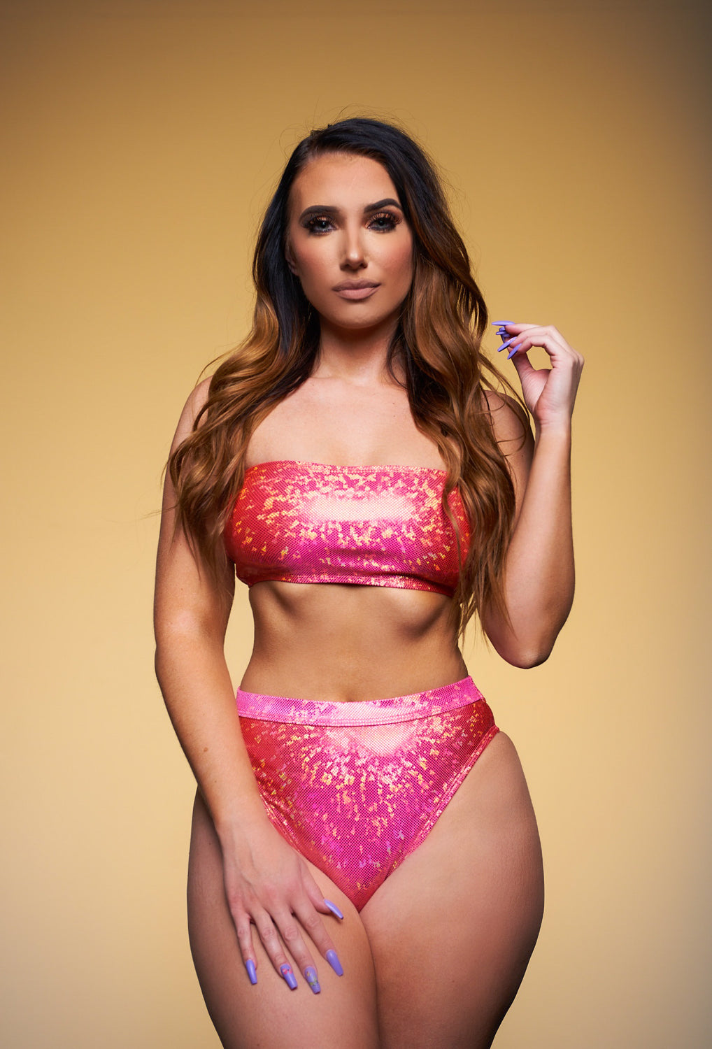 Shine On Em Two Piece Swimsuit - Pink